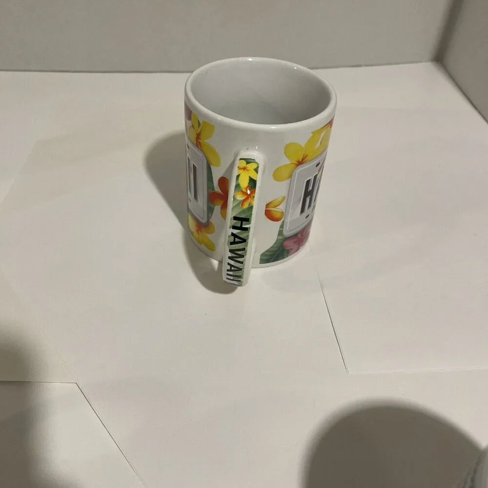 Coffee Mug‎ I Love Hawaii Aloha State Travel Souvenir Plumeria